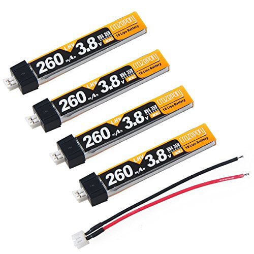 Crazepony 4pcs 260mAh HV LiPo Battery 30C 3.8V for Tiny Whoop JST-PH 2.0 Powerwhoop Connector 